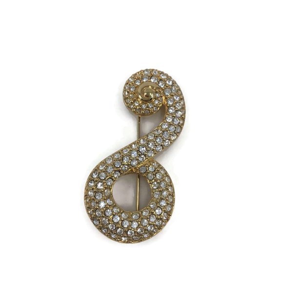 SWAROVSKI Swan Signed Clear Crystal Brooch - Picture 5 of 6